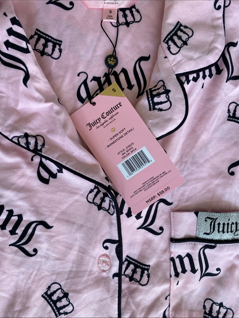 NWT Juicy Couture Pink Logo Three-Piece Pajama Set - Picture 2 of 2